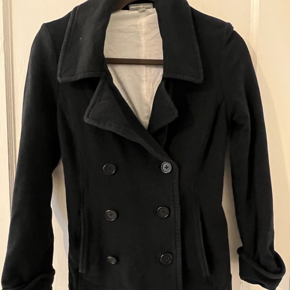 James Perse double breasted cotton pea coat style jacket black size 1 - Picture 1 of 10